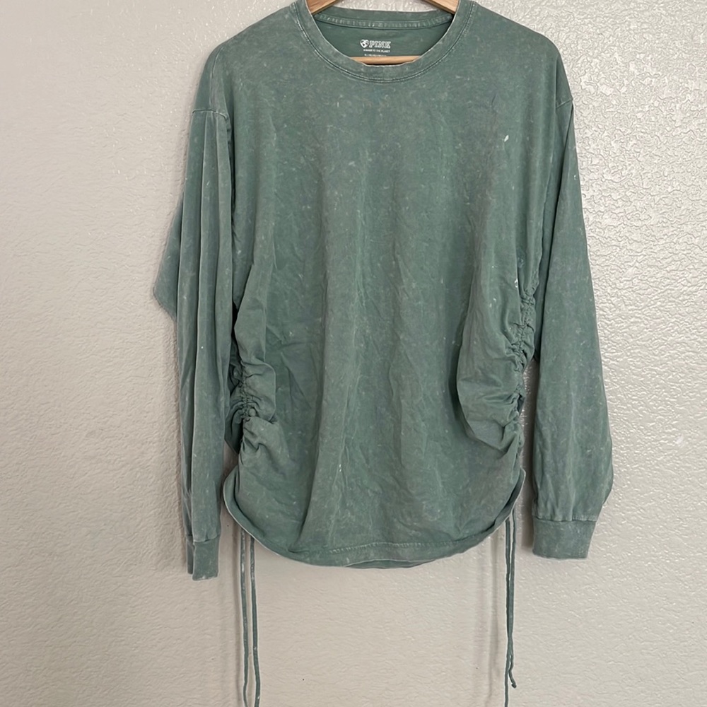Victoria’s Secret Pink Green Distressed Tee Size XL